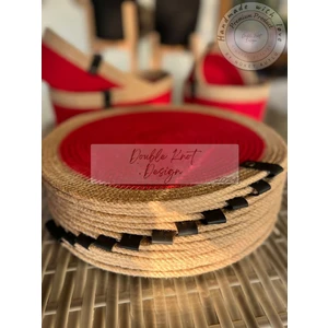 Double Knot Design 6 Adet  Amerikan Servis Supla Tress Jüt Hediyelik Sunum Davet Masa Düzeni