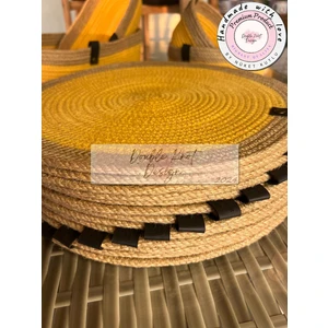 Double Knot Design 4 Adet  Amerikan Servis Supla Tress Jüt Hediyelik Sunum Davet Masa Düzeni