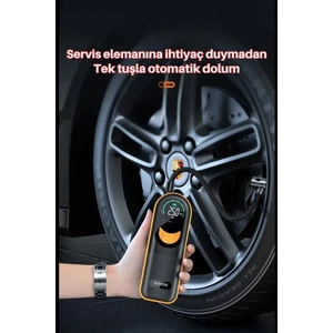 Airslim Mini Taşınabilir Şarjlı Araba Hava Kompresörü LED Işıklı Oto Araç Lastik Top Şişirme Pompası