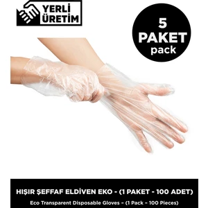 Sepet Doldur Hışır Şeffaf Eldiven Eko 5 Paket - (1 Paket - 100 Adet)