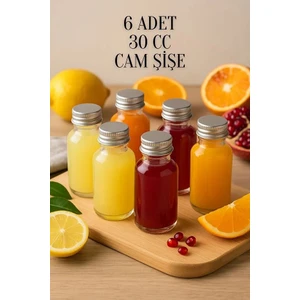 6 Adet Şeffaf Cam Shot Şişesi Sızdırmaz Gümüş Metal Kapaklı Kolonya Koku Süs Çok Amaçlı Şişe 30ML