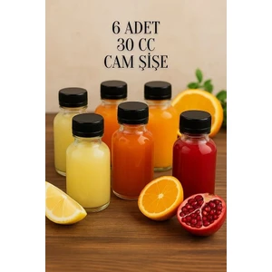 6 Adet Şeffaf Cam Shot Şişesi Sızdırmaz Siyah Plastik Kapaklı Kolonya Koku Süs Çok Amaçlı Şişe 30ML