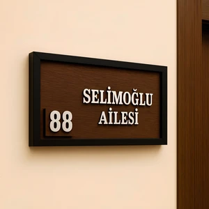 Kişiye Özel Ahşap Kapı Numarası ve İsimlik – Dekoratif Ev Kapı Süsü 24x12