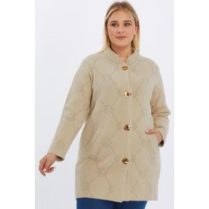 Triko Kaban Büyük Beden Kadın Sakallı Yünlü Çok Kalın Yüksek Kalite Anne Uzun Kışlık Hırka