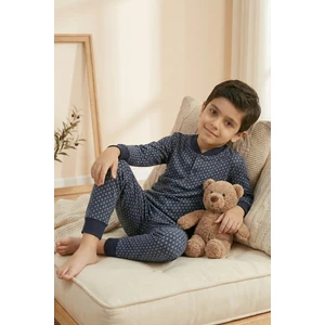 Farya Home Pamuklu 2 Iplik Şardonlu Manşetli Düğmeli Yaka Erkek Çocuk Pijama Takımı