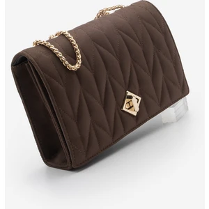 Kadın Altın Renkli Gold Zincirli Omuz Çantası Delbin Kahve Süet