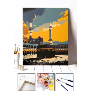 Albatros Hobi Sanat & Kırtasiye Sayılarla Boyama Seti - Mekke | Tuval Şasesine Gerili 40X50 Ölçü | Fırça ve Akrilik Boya Dahil