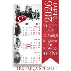 Sticker Art 2026 Atatürk Küçük Boy Gemici Takvimi Denizci Duvar Takvimi 27,5X60,5 Tek Parça Spiralli