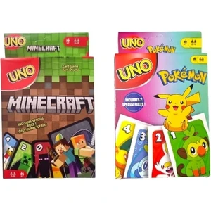 Minecraft Uno ve Pokemon Uno Oyun Kartları 2'li Set