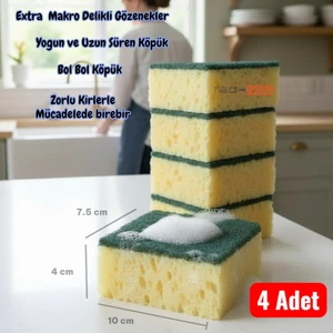 Softtex Çift Taraflı  Çizmez  Ekonomik Mercan Bulaşık Sünger 4 Adet