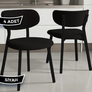 Toldy Serisi 4 Adet Cappucino Bukle Kumaş Mutfak Sandalyesi Siyah Metal Ayak