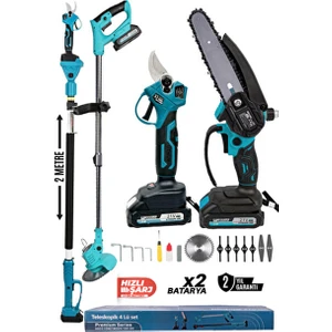 Kimmeer Plus 4 Lü Set Makas Testere Şarjlı Tırpan ve Teleskopik Uzatma