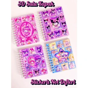 ÖZ OFİS Kuromi My Melodi Cinnamoroll Sanrio 3D Sulu Kapak Stickerlı Not Defteri 1 Adet