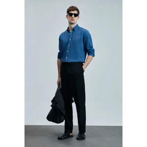 Pitaya Erkek Keten Gömlek Comfort Fit Siyah