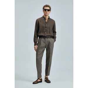 Pitaya Erkek Keten Gömlek Comfort Fit Siyah