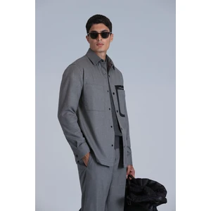 Hard Erkek Basic Gömlek Slim Fit Gri