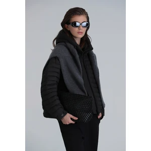 Elen Kaz Tüyü Kadın Mont Siyah