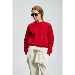 Merry Kadın Örme Sweatshırt Kırmızı