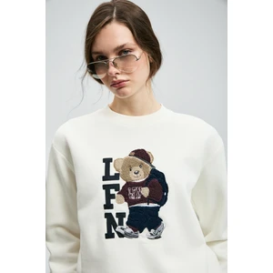 Dıamond Kadın Örme Sweatshırt Kırık Beyaz