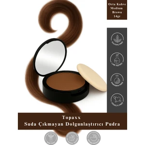 Orta Kahve/Medium Brown Suda Çıkmayan Saç Sakal Dolgunlaştırıcı Topik Pudra 14 gr