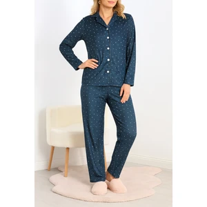 Yeşilpuantiyeli Süet Pijama Takımı