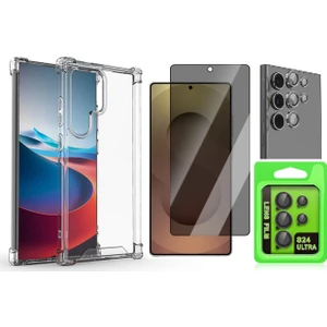 Samsung Galaxy S24 Ultra Kılıf Zore Nitro Anti Shock Silikon Kılıf + Kamera Lens + Hayalet Ekran Koruyucu