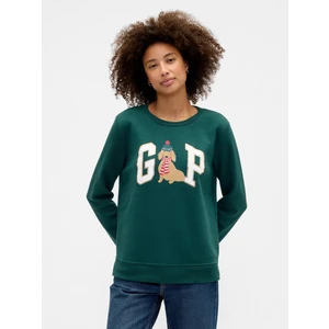 Kadın Koyu Yeşil Relaxed Gap Logo Sweatshirt