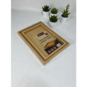 Ikili Bambu Ahşap Tepsi Seti | Doğal Bambu Servis – Sunum – Kahvaltı Tepsisi | Hafif Dayanıklı 2’li Set