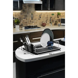 Sas Haus Tek Katlı Beyaz Bulaşıklık – Dayanıklı Paslanmaz Termoplastik Kaplama Bulaşık Sepeti, Tepsili, Tabak ve Kaşık Kurutmalık