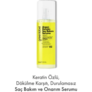 Green Label Argan Yağı, Keratin ve Panthenol (B5 Vitamini) İçeren Yoğun Bakım Kompleksi 100 ml