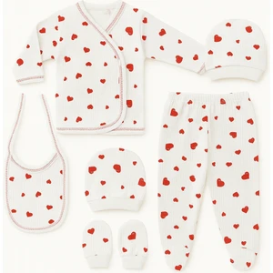 Hece Bebe %100 Pamuklu 5 Parça Hastane Çıkışı Seti – Bebek Zıbın Takımı, Şapka, Önlük, Eldiven