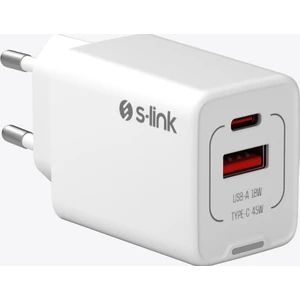 SL-ECG45 Type Usb-C 45W Pd + 18W USB Qc 3.0 Gan Beyaz Hızlı Ev Şarj Adaptörü