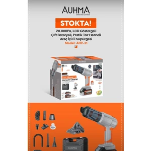 Ahv-21 25.000MAH Çift Bataryalı Ultra Çekim Güçlü Çantalı Araç Temizleme Süpürgesi