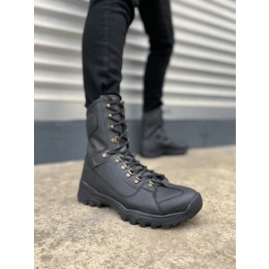 Joy Ayakkabı JY999 Strike Bağcıklı Ortopedik Taban Günlük Cilt Erkek Askeri Postal Bot Cst Siyah