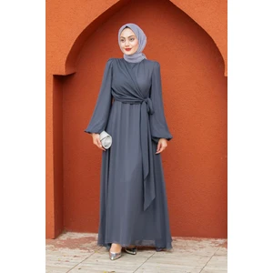 Tesettür Çarşım Narin Mat Şifon Tesettür Abiye-Antrasit