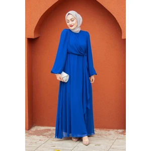 Tesettür Çarşım Narin Mat Şifon Tesettür Abiye-Saks