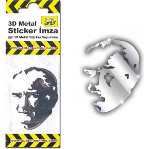 3d Metal Sticker Atatürk Silüet