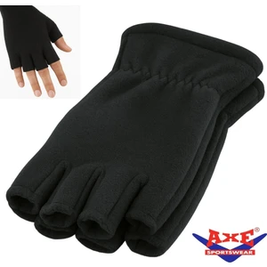 Axe Sportswear Unisex Siyah Parmaksız Kesik Yarım Parmak Kışlık Termal Polar Eldiven