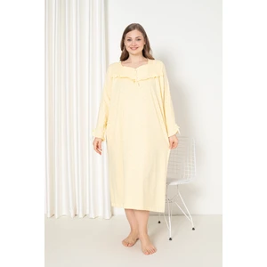 %100 Pamuklu Mevsimlik Uzun Kol Penye Büyük Beden Anne Gecelik 180
