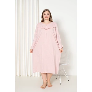 %100 Pamuklu Mevsimlik Uzun Kol Penye Büyük Beden Anne Gecelik 180
