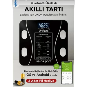 Dr. Hana Dijital Tartı, Baskül, Yağ Su Kas Vücut Kitle Endeksi Kilo Ölçer Tartı