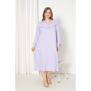 %100 Pamuklu Mevsimlik Uzun Kol Penye Büyük Beden Anne Gecelik 180