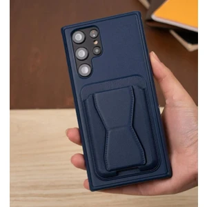 Samsung S24 Ultra Uyumlu Lacivert Cicelix Standlı Kartlıklı Suni Deri Kılıf