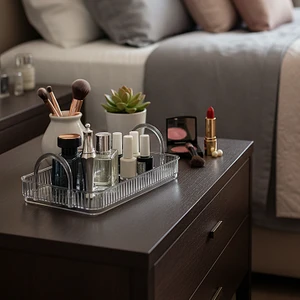 Unique Me Makyaj Organizeri Kozmetik Aksesuar Düzenleyici Banyo Rafı Duman Gri (Dayanıklı Poli̇karbonat)