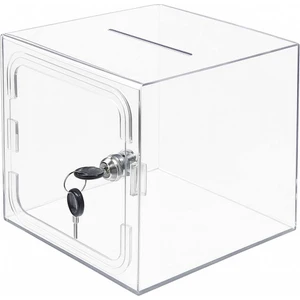 Kırılmaz Şeffaf Dilek, Şikayet Kutusu, Bahşiş Kutusu, Kumbara Tip Box Kilitli 20x20x20 cm