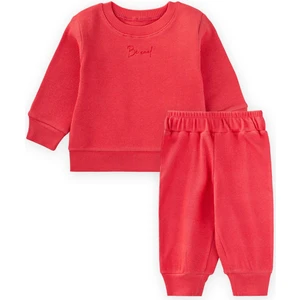 Be Cool Nakışlı Sweatshirt Takım 0-5 Yaş Mercan