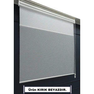 Çift Mekanizmalı Jaluzi Görünümlü Tül+Stor Güneşlik Perde – Çiftli Sistem - 2 Perde Tek Ürün!