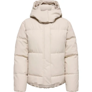 Krem Kadın Mont Onlagnes Coated Puffer Jacket Otw