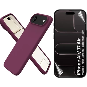 Apple iPhone 17 Air Uyumlu Içi Kadife Lansman Kılıf ve Mat Seramik Tam Kaplayan Cam Ekran Koruyucu