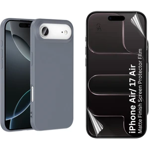 Apple iPhone 17 Air Uyumlu Içi Kadife Lansman Kılıf ve Mat Seramik Tam Kaplayan Cam Ekran Koruyucu